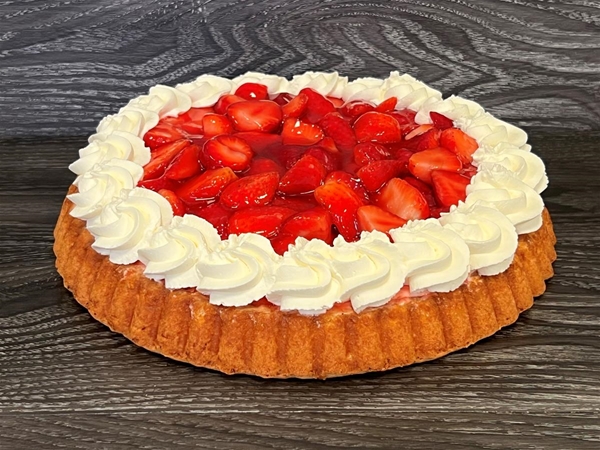 Aardbeien vlaai bisquit bodem